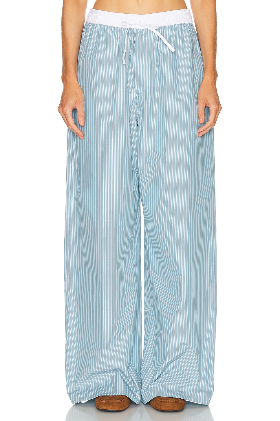 Image 1 of Acne Studios Pijama Striped Pant in Turquoise Blue
