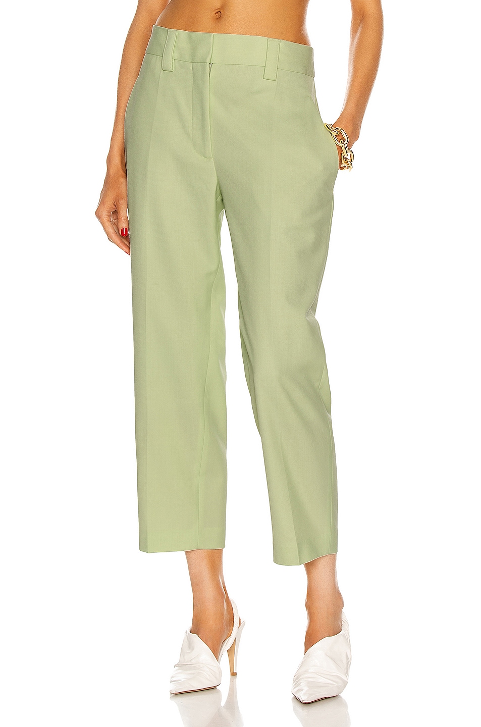 Image 1 of Acne Studios Cropped Tailored Pant in Lemon Yellow