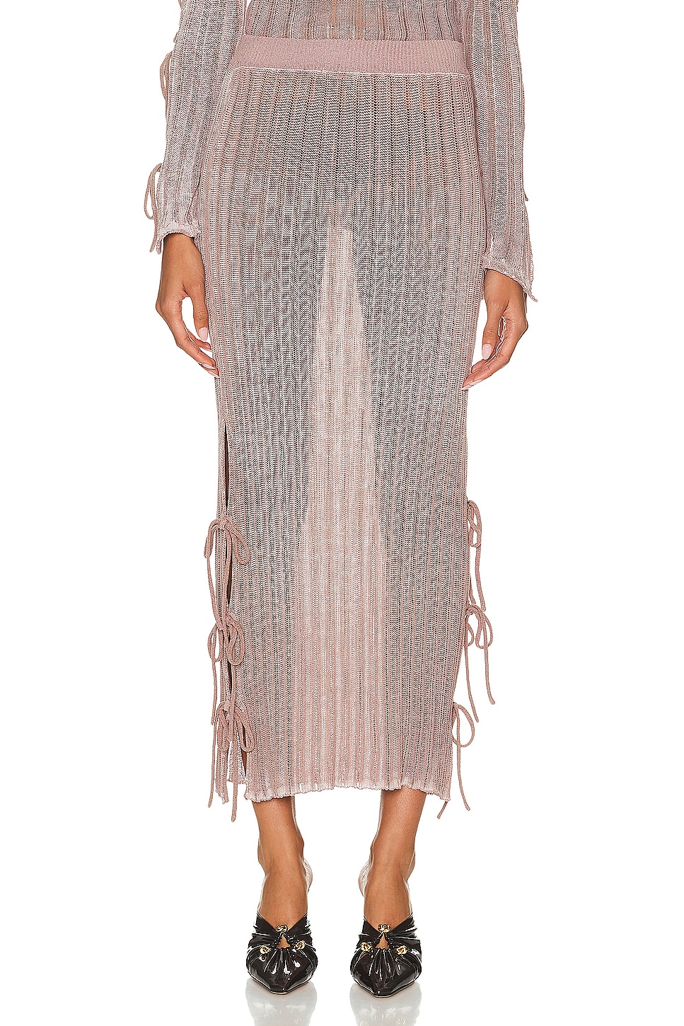 Image 1 of Acne Studios Knit Midi Skirt in Dusty Pink