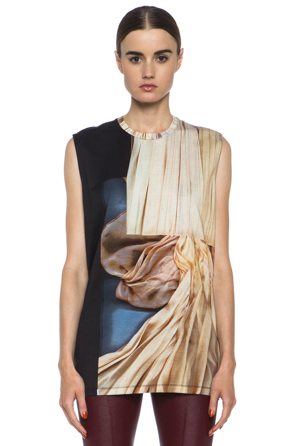 Image 1 of Acne Studios Zone Cotton Merc Print Top in Pink Dress Off Black