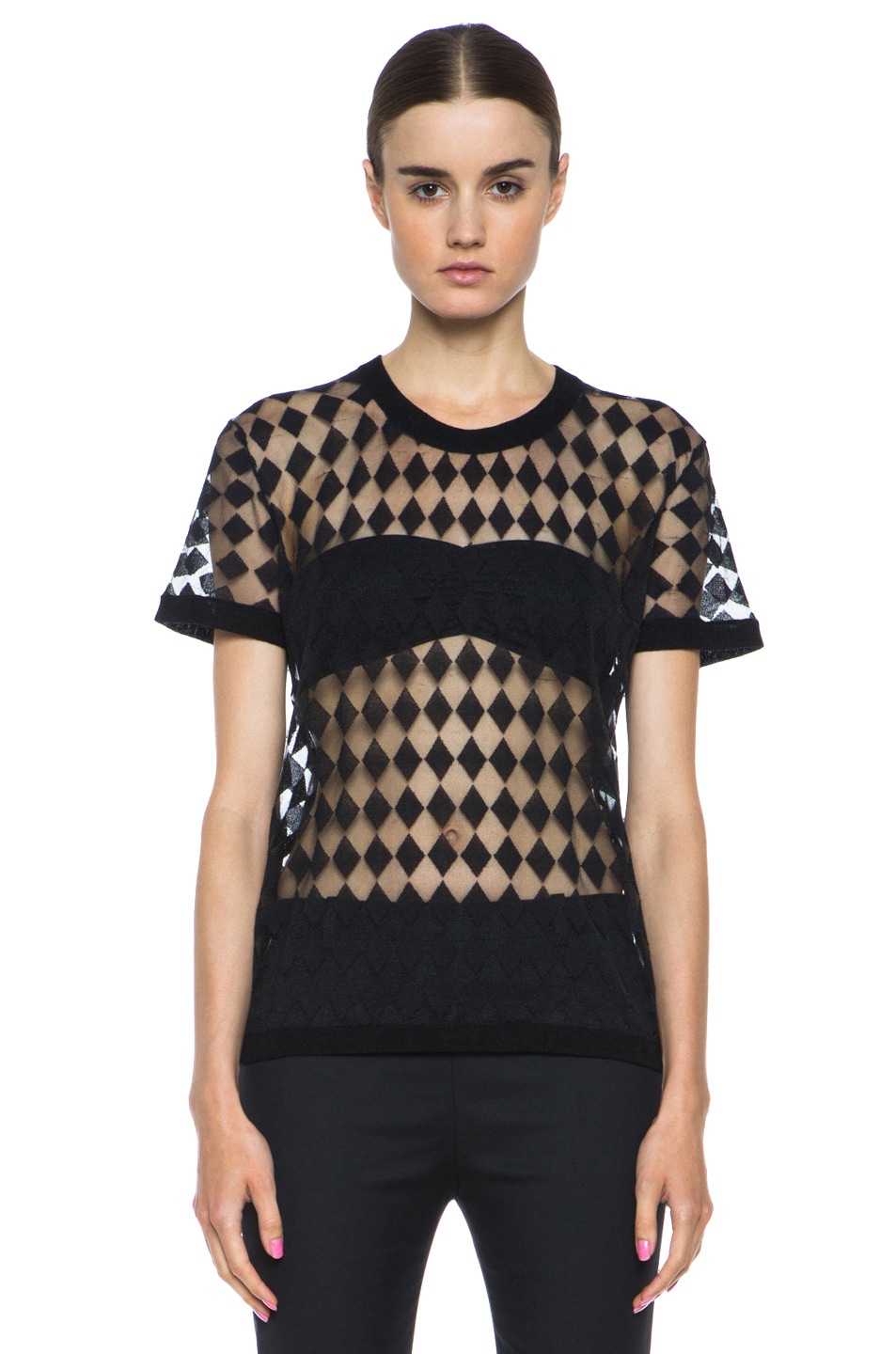 Image 1 of Acne Studios Bliss Knit Argyle Tee in Black