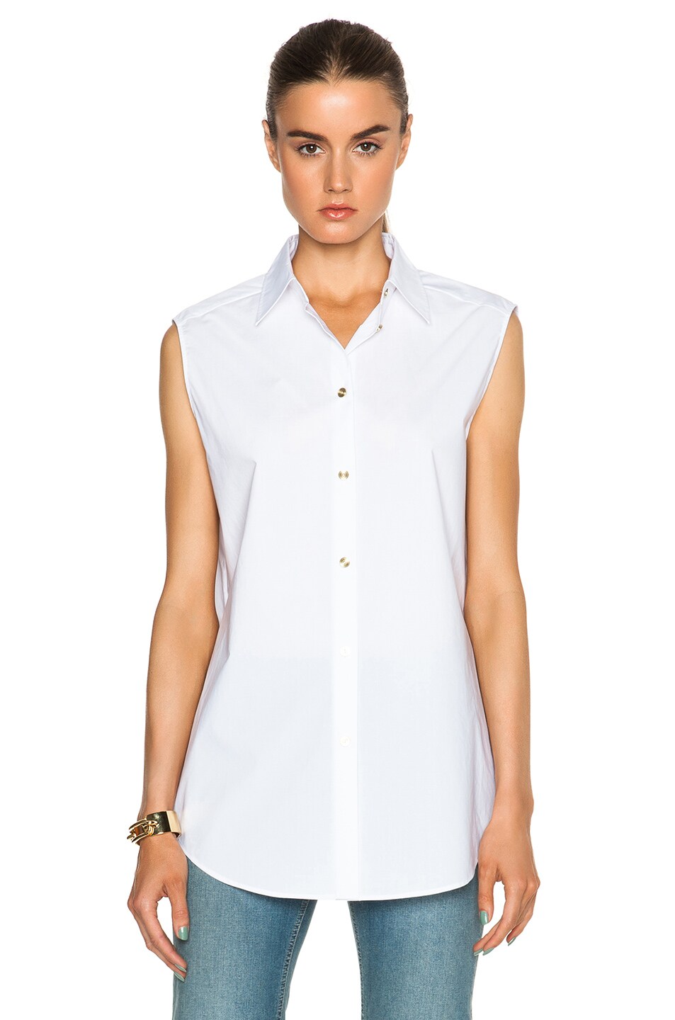 Image 1 of Acne Studios Clio Sleeveless Shirt in Optic White