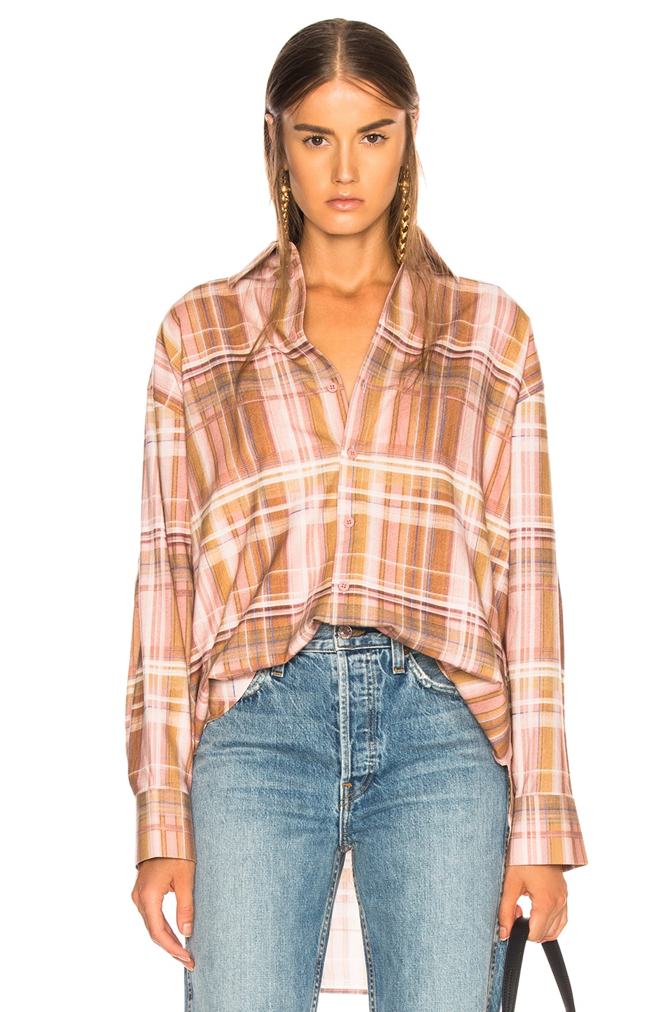Image 1 of Acne Studios Plaid Shirt in Pink & Bronze