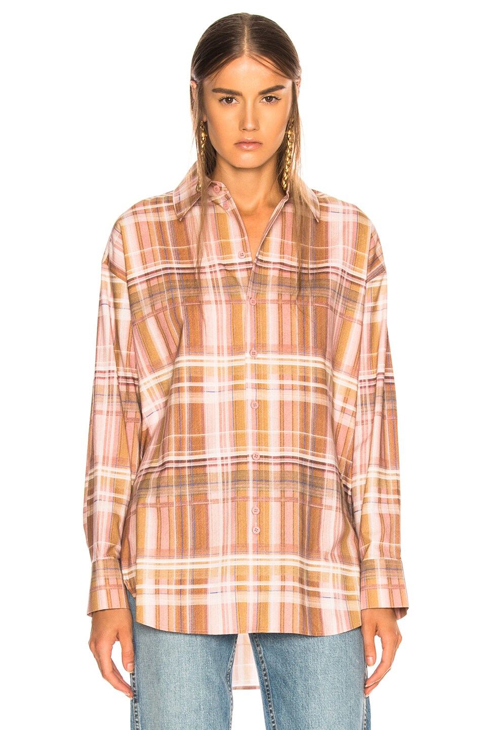 Acne Studios Plaid Shirt in Pink & Bronze | FWRD