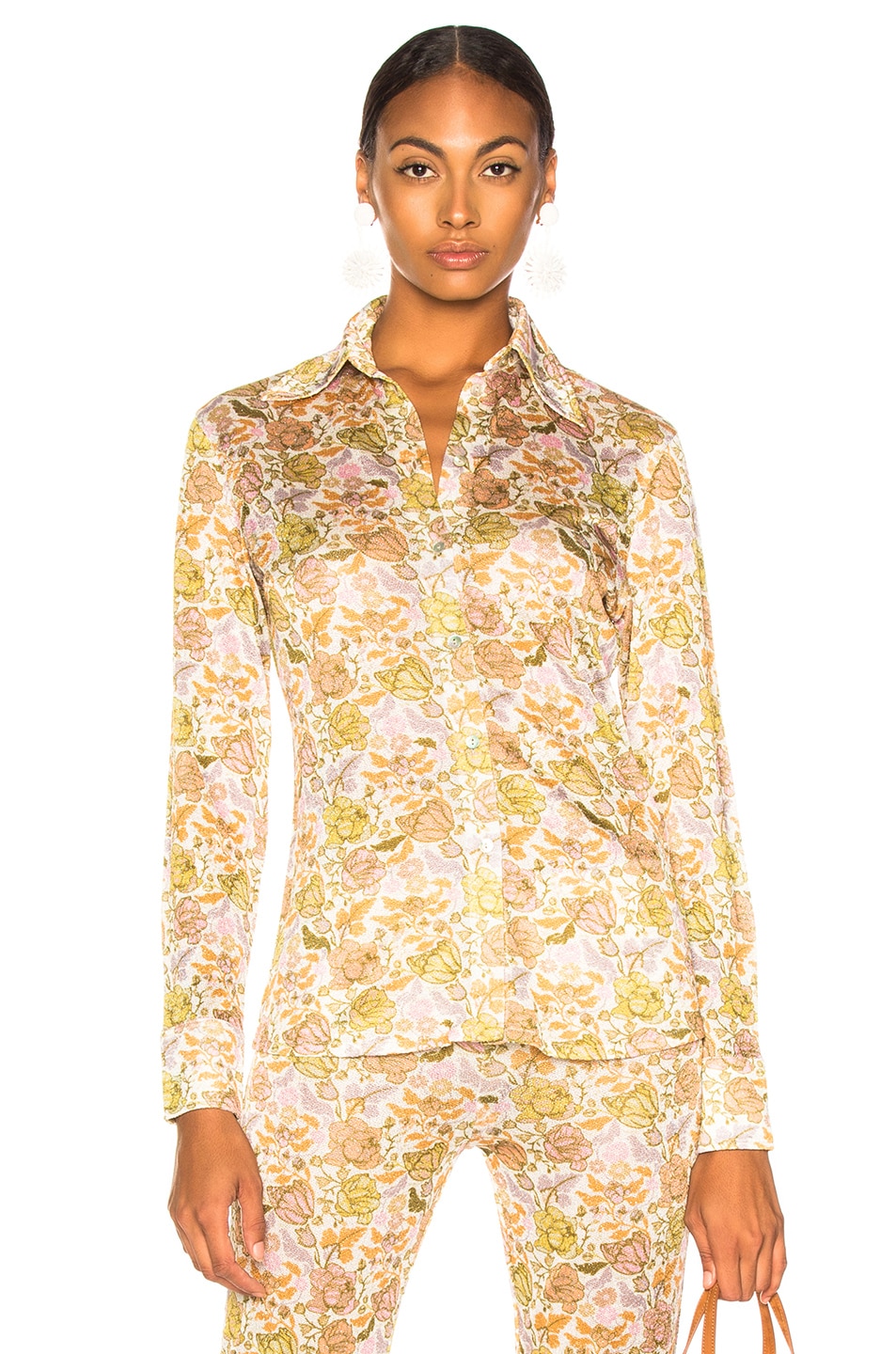 Image 1 of Acne Studios Floral Blouse in Green & Peach