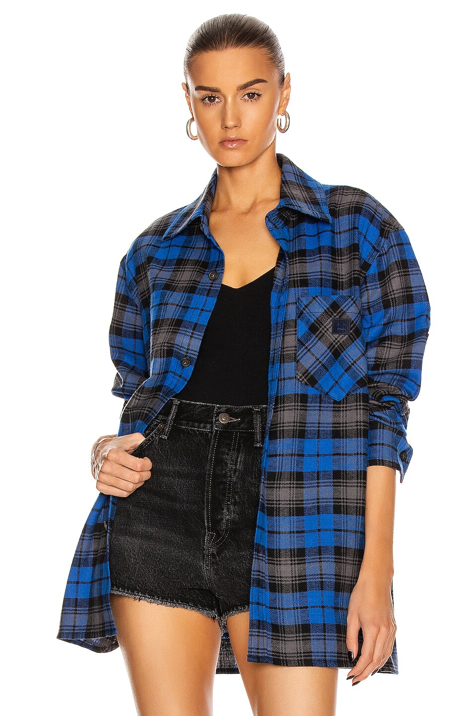 Image 1 of Acne Studios Salak Flannel Face Shirt in Ink Blue