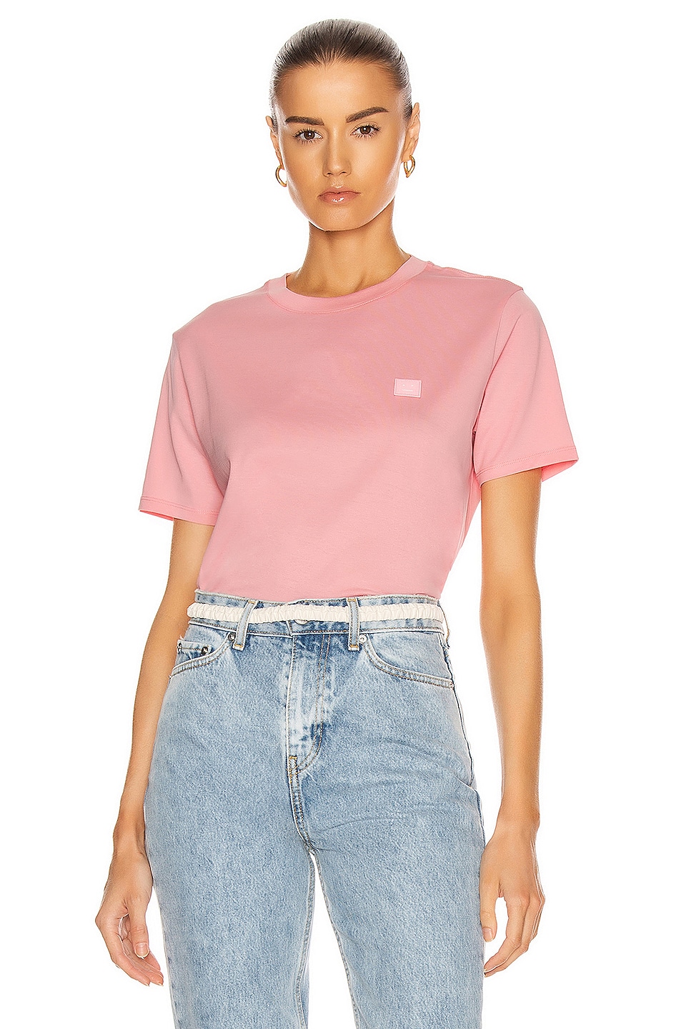Image 1 of Acne Studios Ellison Face T-Shirt in Blush Pink