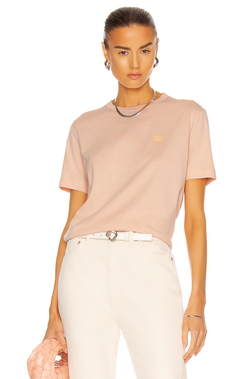 Image 1 of Acne Studios Face T-shirt in Powder Pink