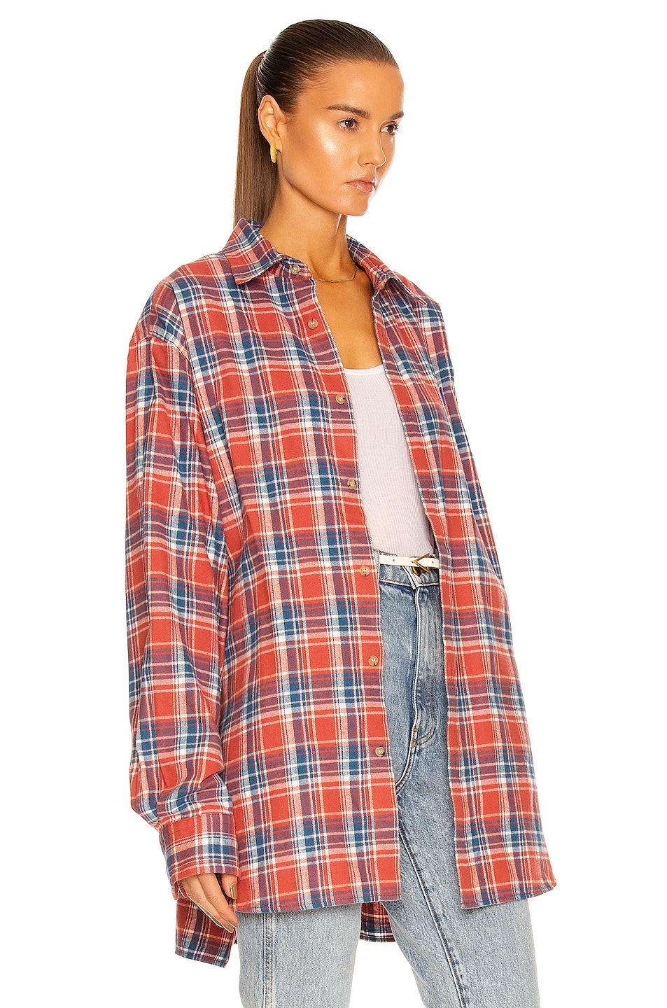 Acne Studios Saco Face Flannel Shirt in Pink & Blue | FWRD