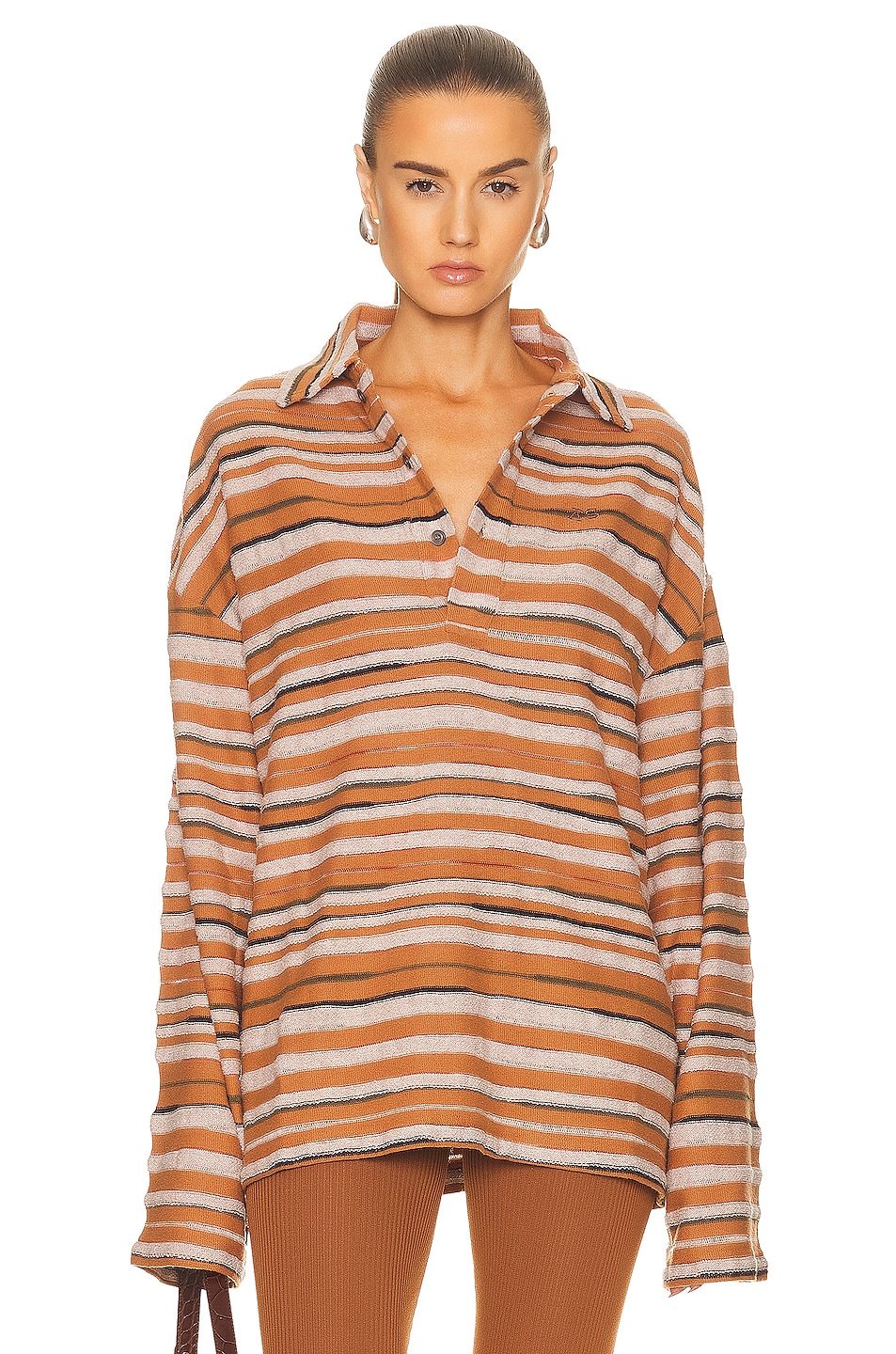 Image 1 of Acne Studios Knitted Long Sleeve in Brown & Almond Brown