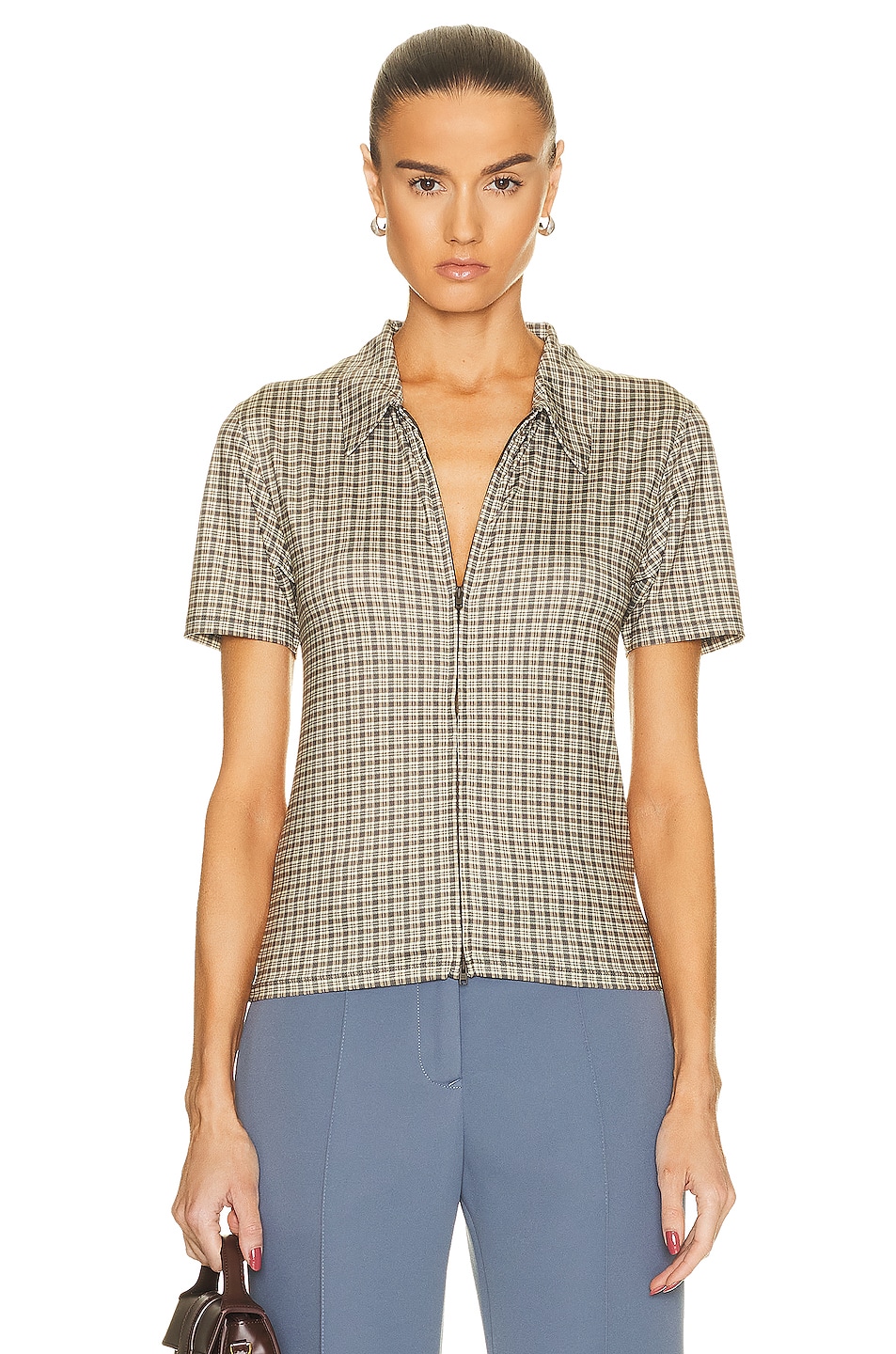 Image 1 of Acne Studios Collared Blouse in Brown & Multi
