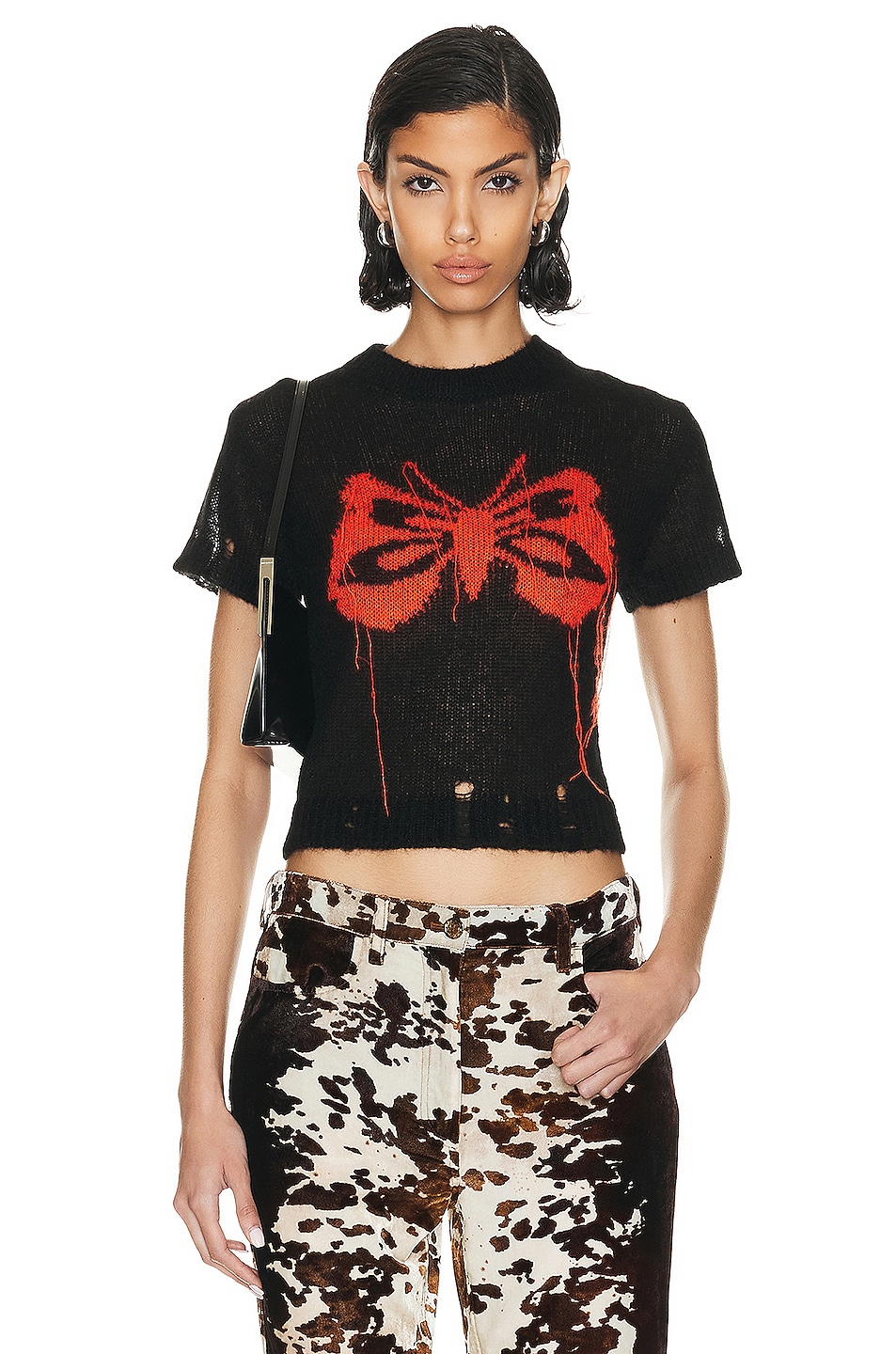 Image 1 of Acne Studios Butterfly Tee in Black & Red