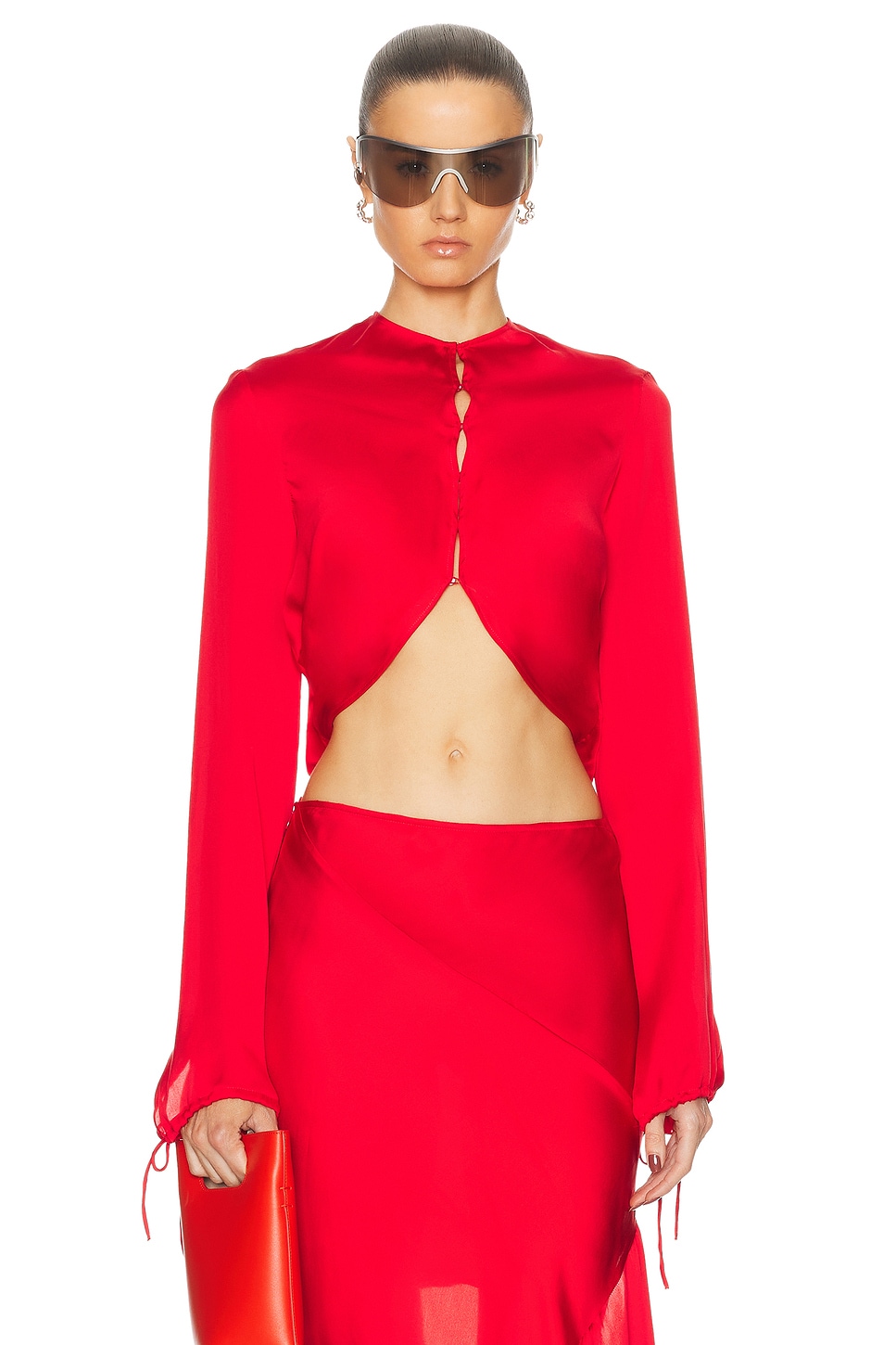 Image 1 of Acne Studios Long Sleeve Blouse in Bright Red