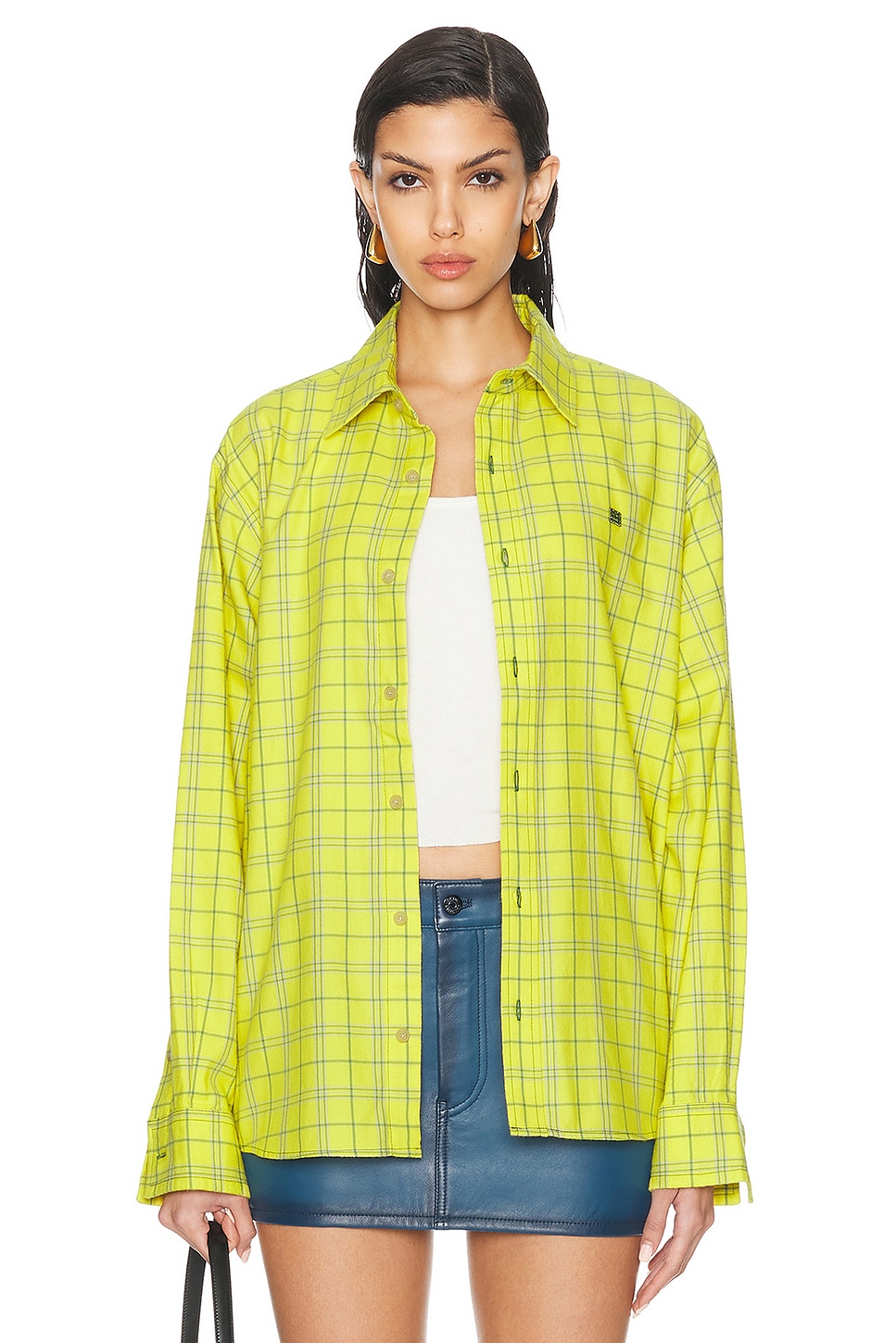 Image 1 of Acne Studios Face Button Up Shirt in Yellow & Green