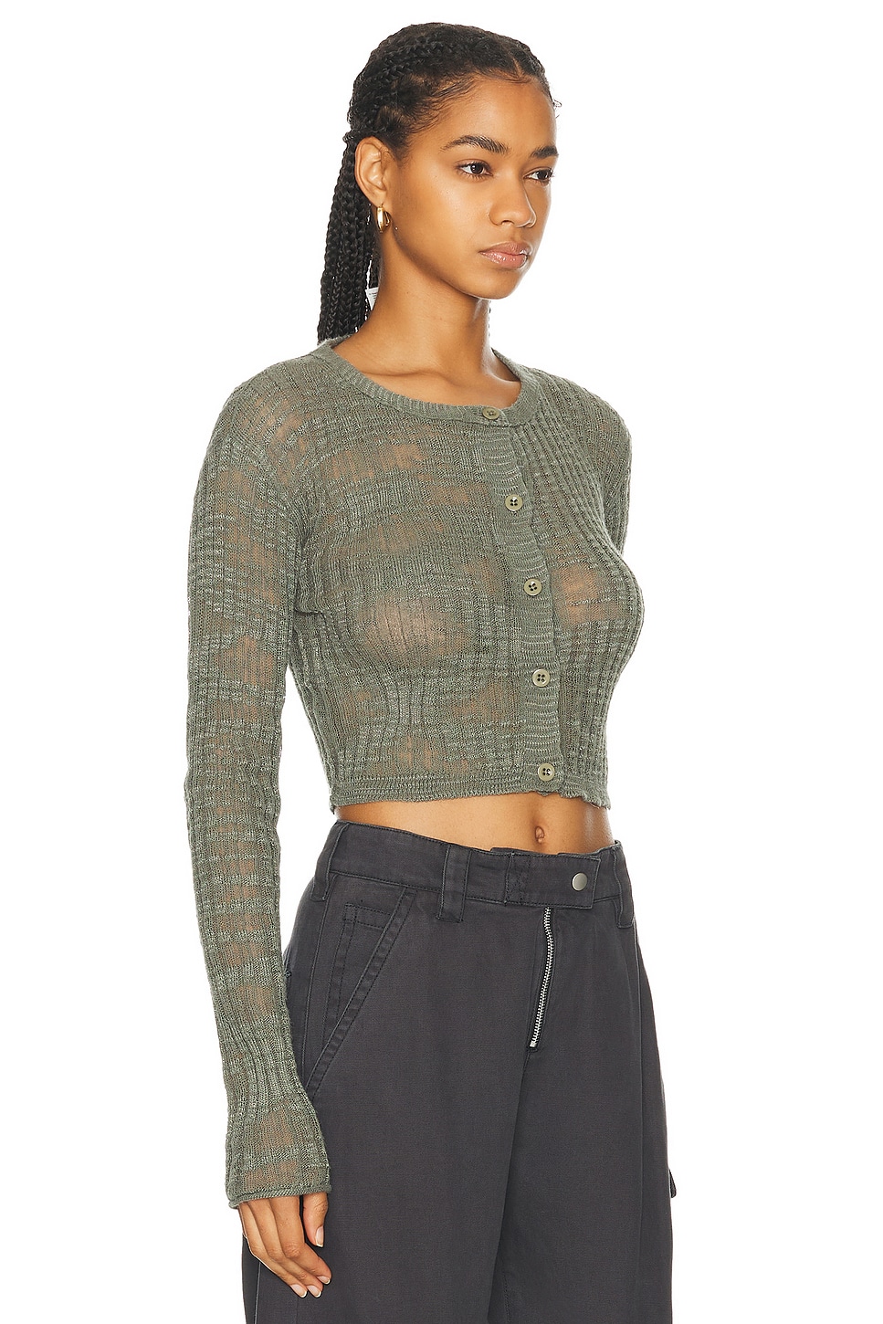 Shop Acne Studios Long Sleeve Knit Top In Seagrass Green