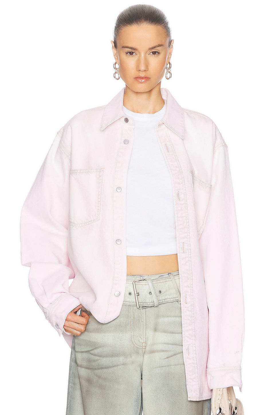 Shop Acne Studios Long Sleeve Shirt In Pale Pink