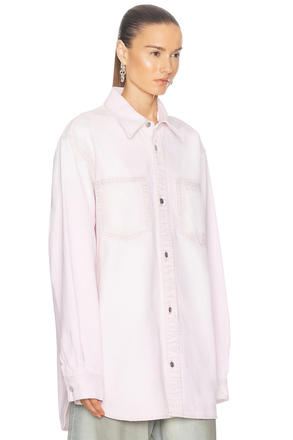 Shop Acne Studios Long Sleeve Shirt In Pale Pink