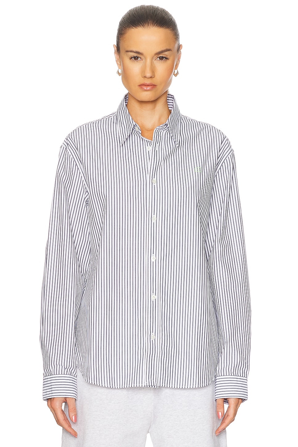 Image 1 of Acne Studios Sunnie Striped Shirt in Navy Black & White