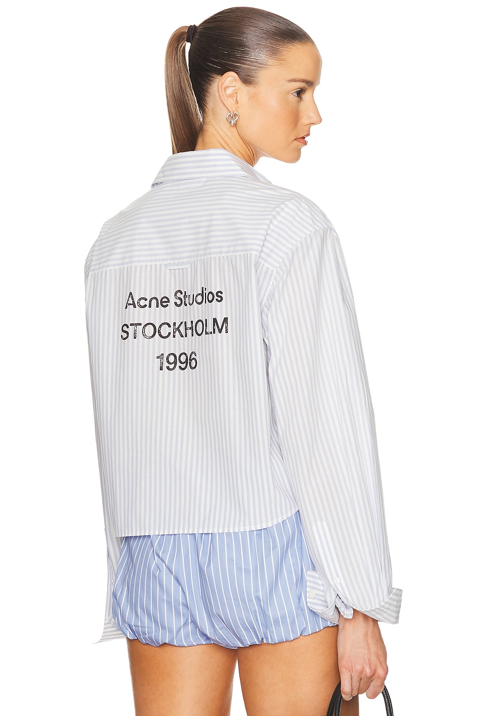 Crop Button Up Top in Blue