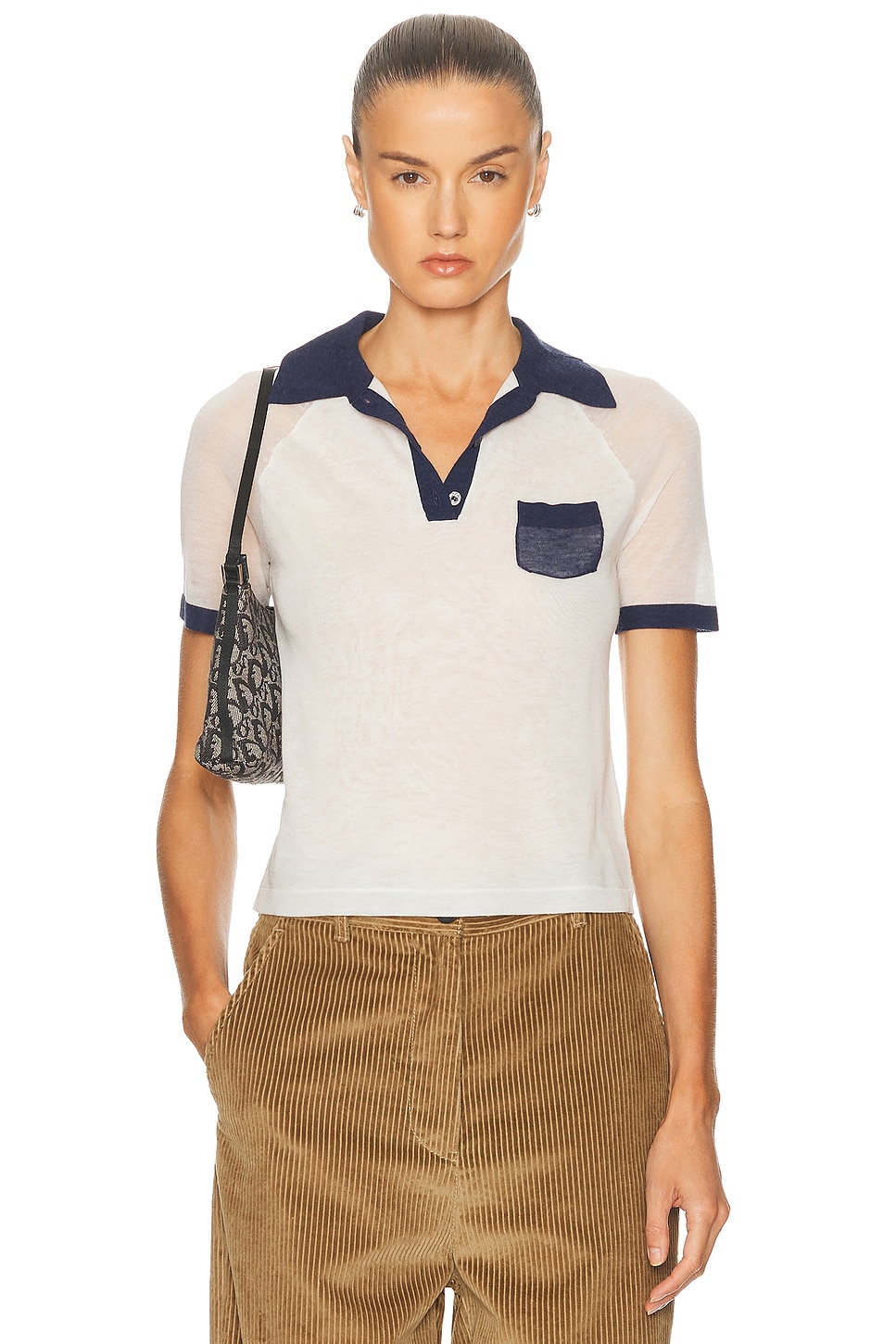 Image 1 of Acne Studios Kout Transparent Top in White & Navy