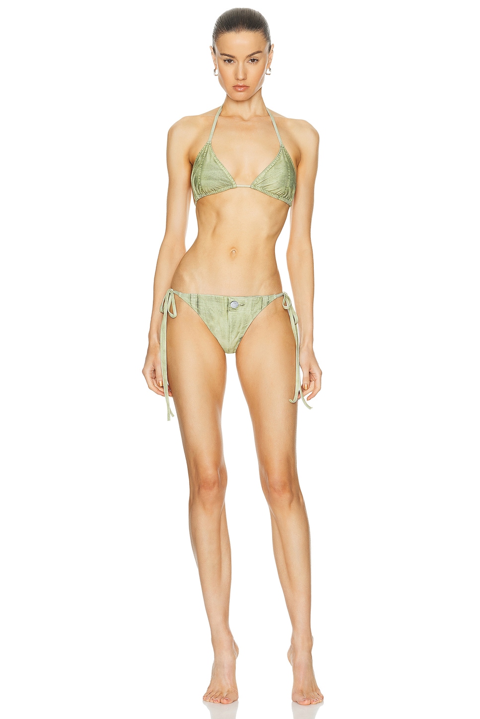 Image 1 of Acne Studios Eini Two Piece Swimsuit in Sage Green