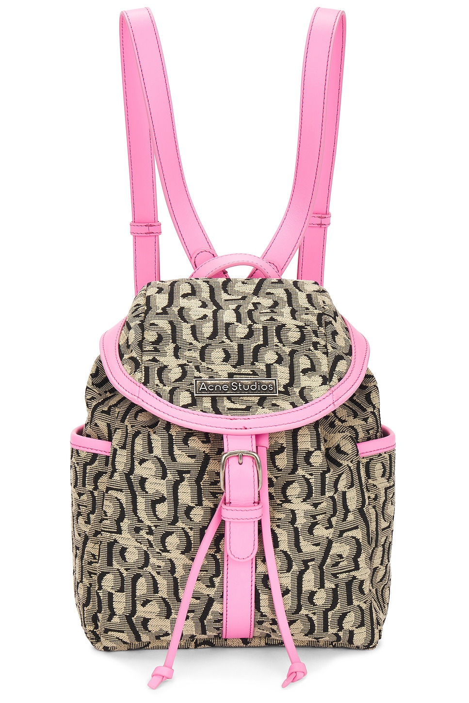 Shop Acne Studios Mini Monogram Backpack In Beige & Pink