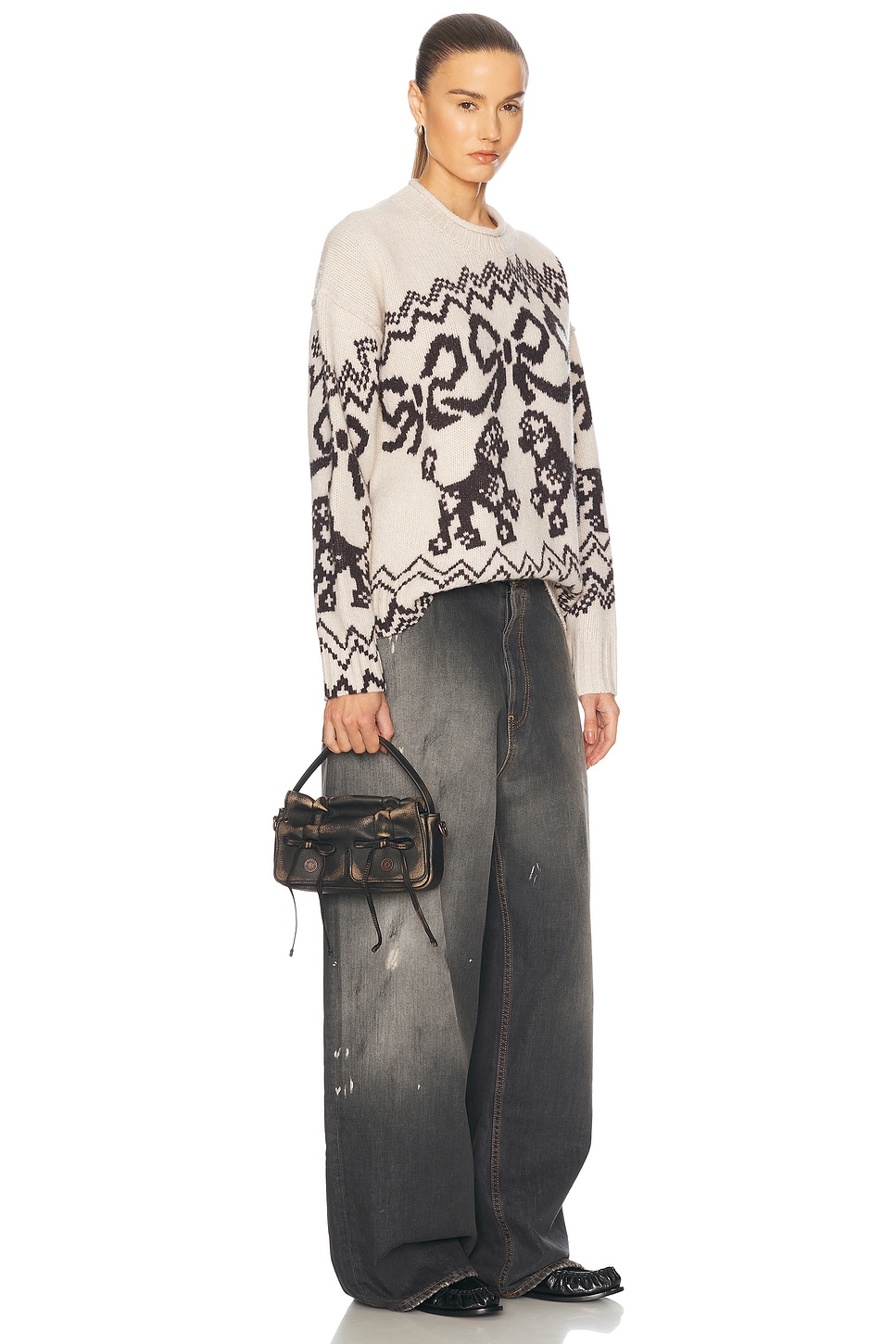 Acne Studios Single Handle Shoulder Bag In Dark Brown & Beige