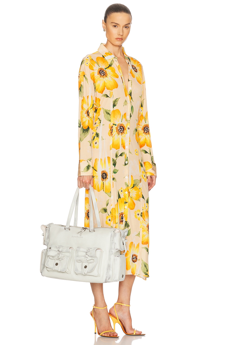 Acne Studios Multiple-pockets Shoulder Bag In White & Grey