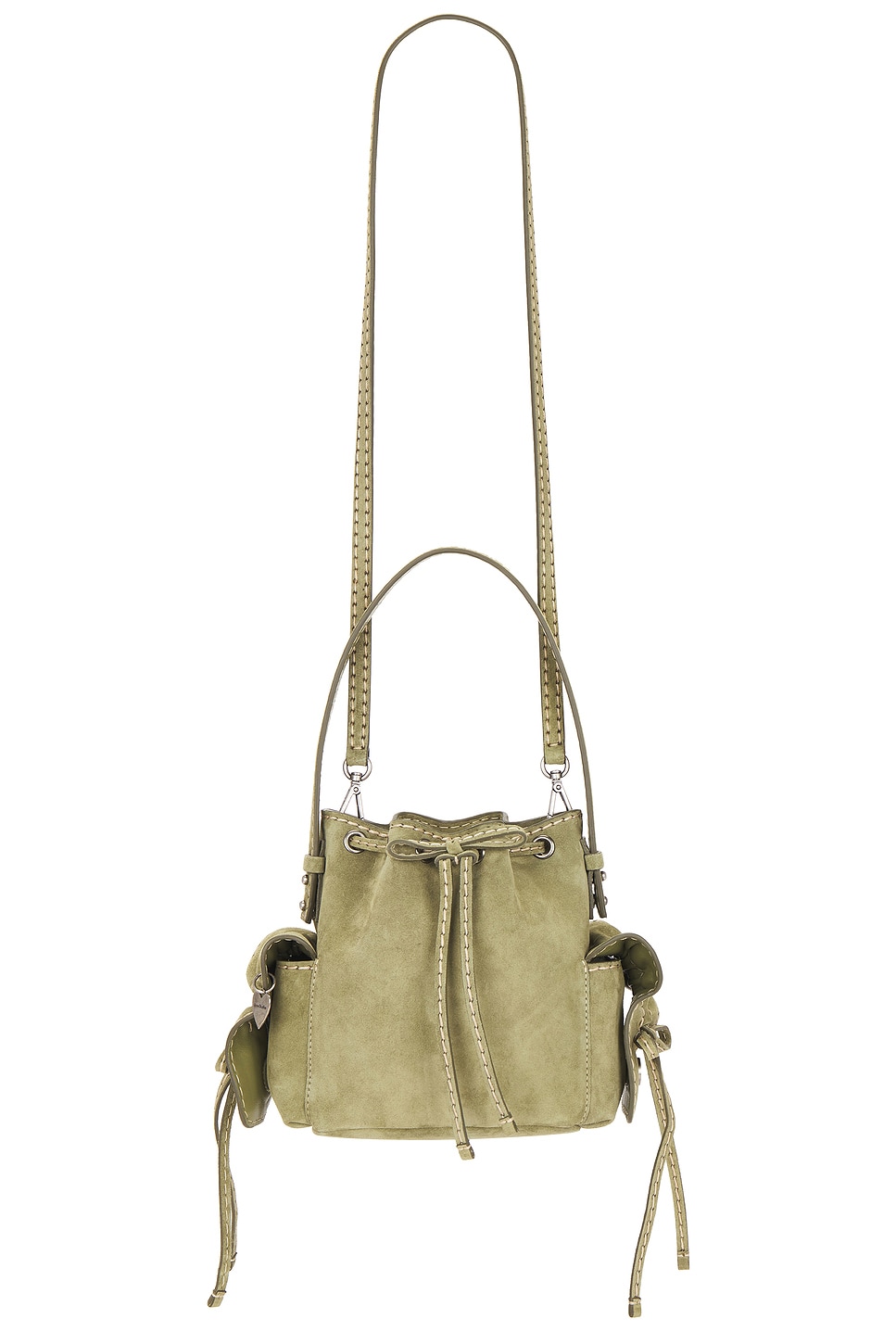 Multipocket Mini Bucket Bag in Sage