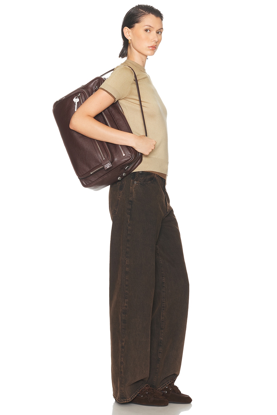 Acne Studios Womens Chocolate Brown Camero Camera Leather Shoulder Bag In Brown
