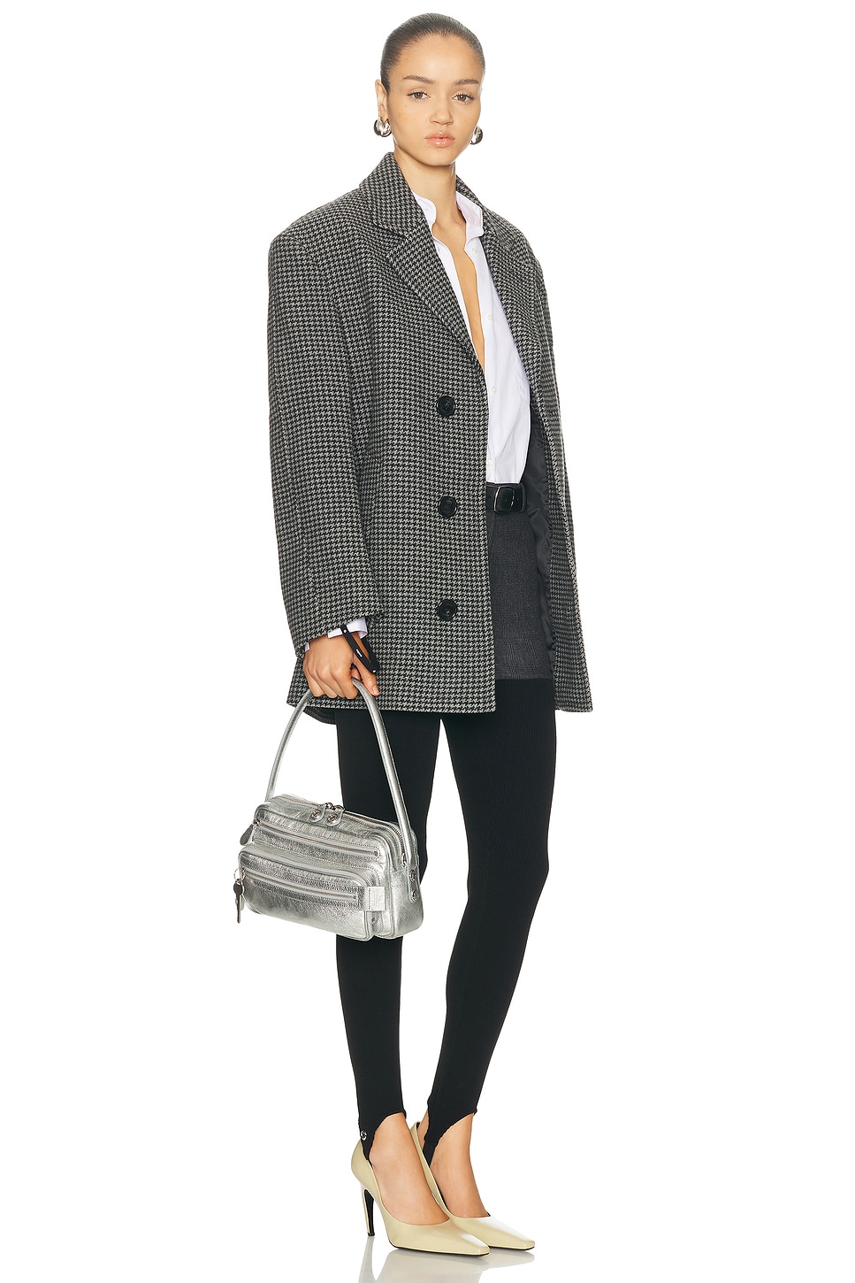 Acne Studios Camero Party Grainy Metallic Bag In Silver