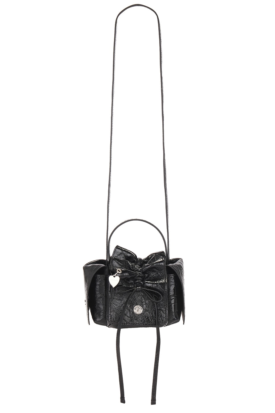 Acne Studios Multipocket Patent Crinkled Bag In Black