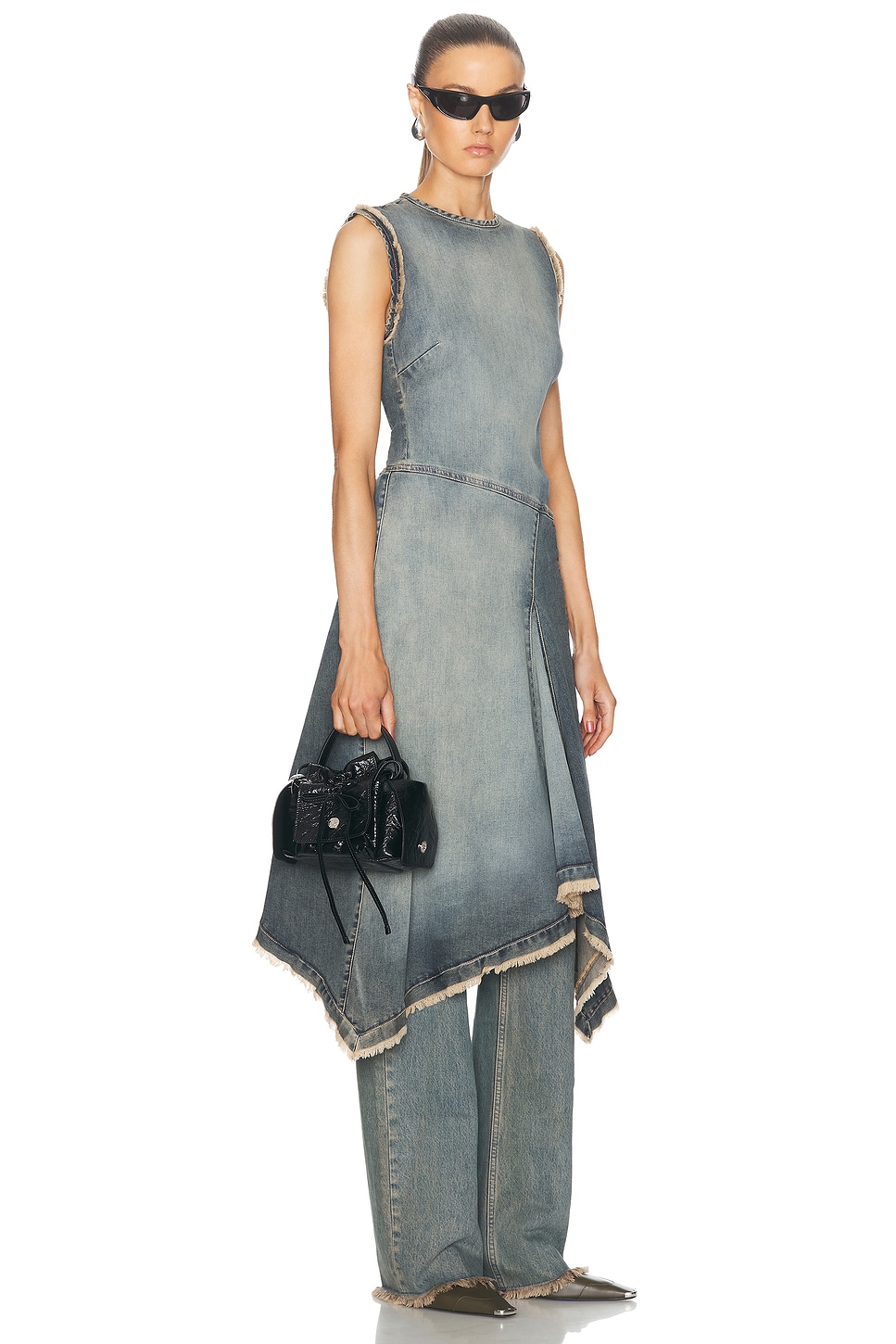 Acne Studios Multipocket Patent Crinkled Bag In Black