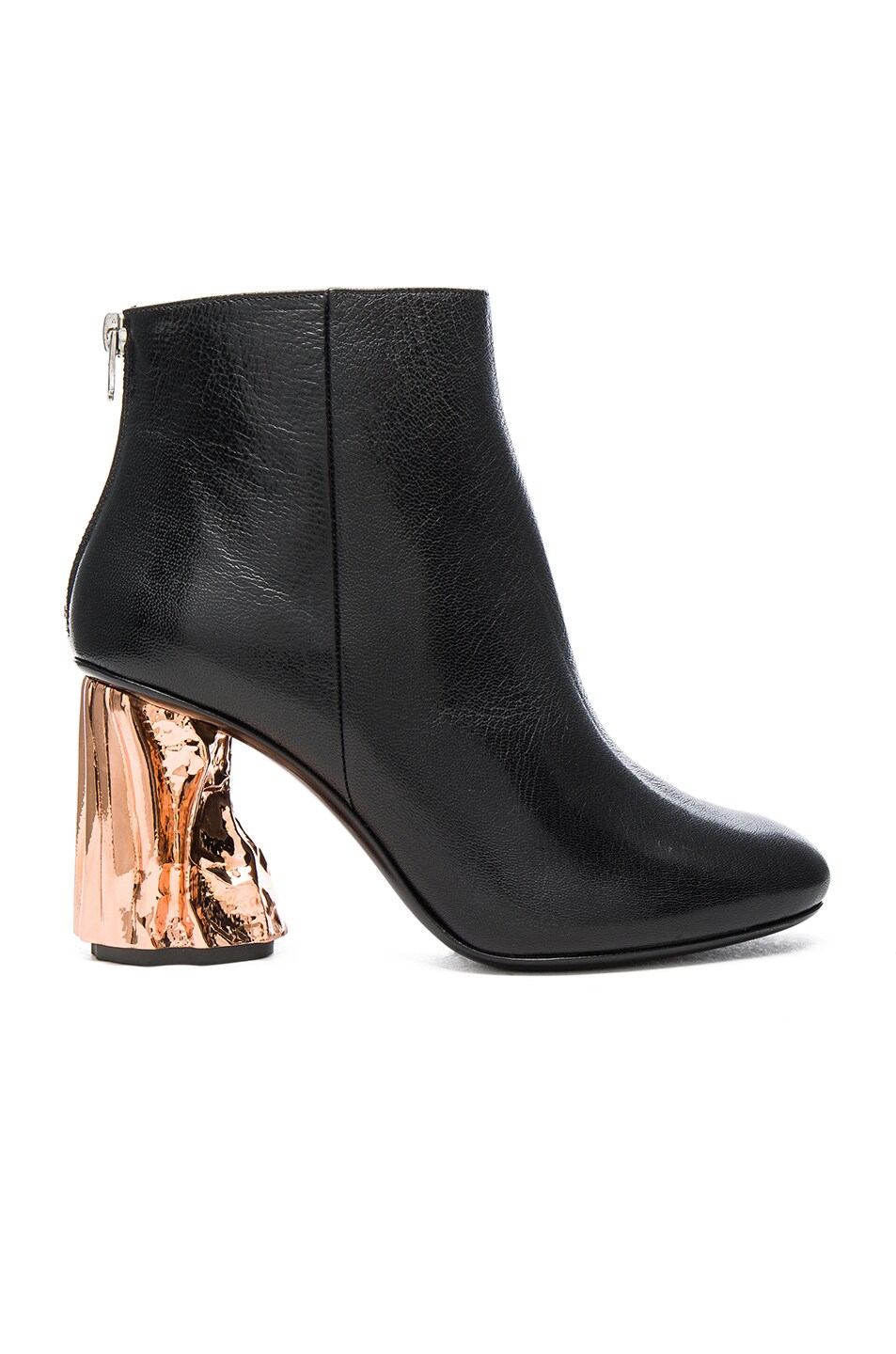 Image 1 of Acne Studios Ora Palm Leather Booties in Black & Copper
