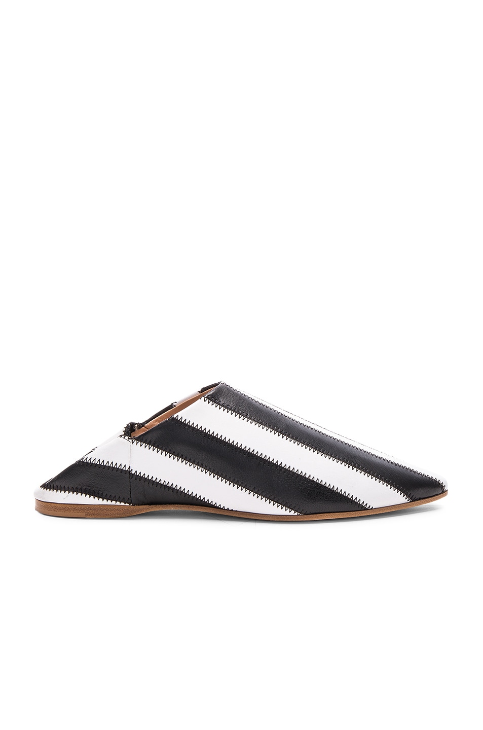 Image 1 of Acne Studios Leather Amina Patch Babouche Slippers in Black & White