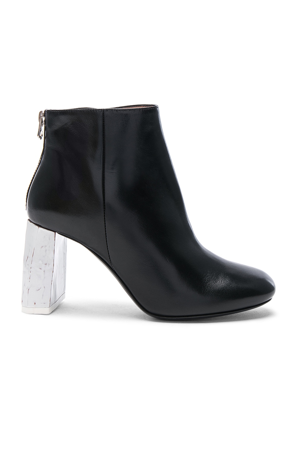 Image 1 of Acne Studios Leather Claudine Booties in Black & Off White