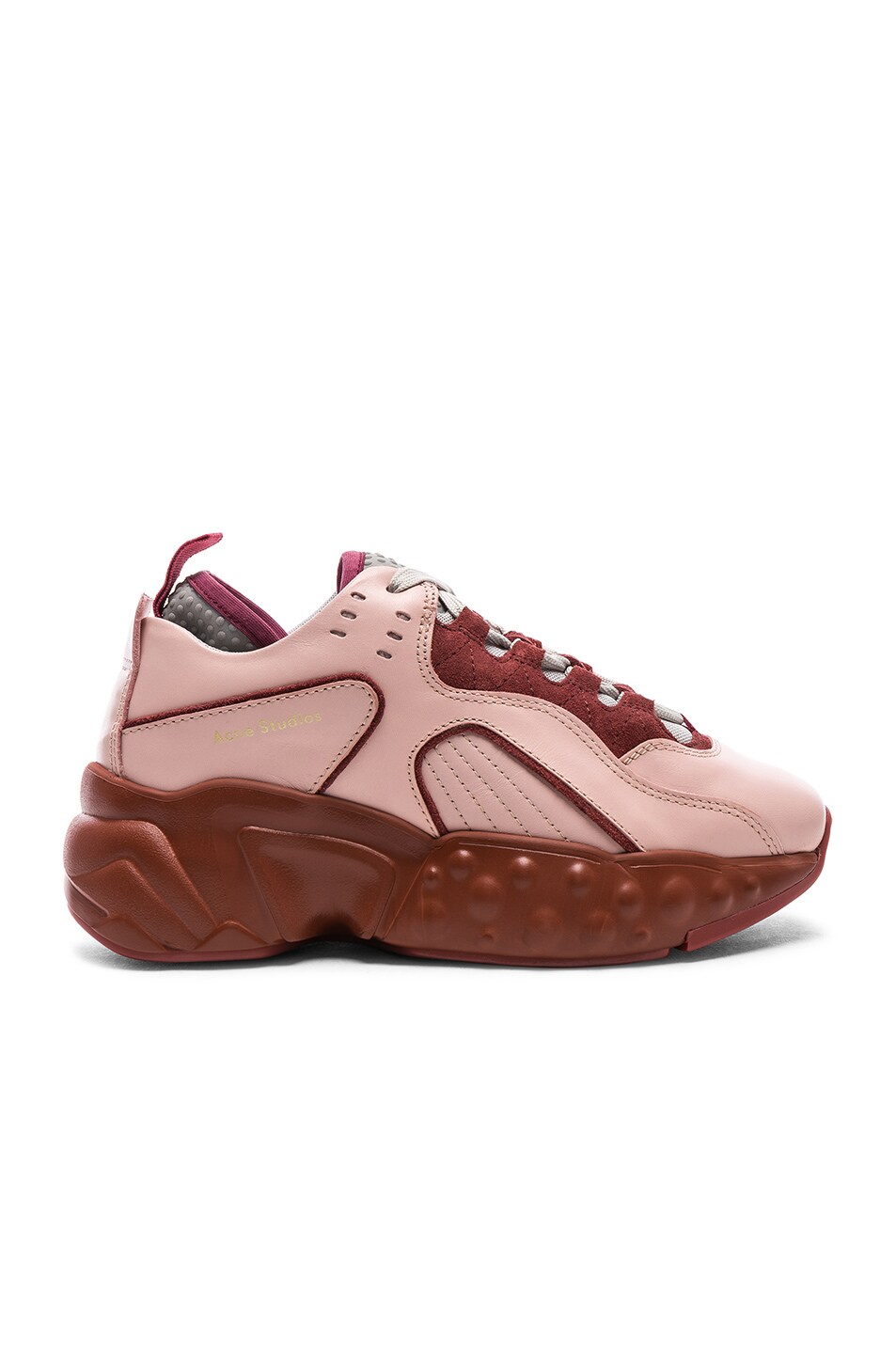 Image 1 of Acne Studios Leather Manhattan Sneakers in Pink & Burgundy