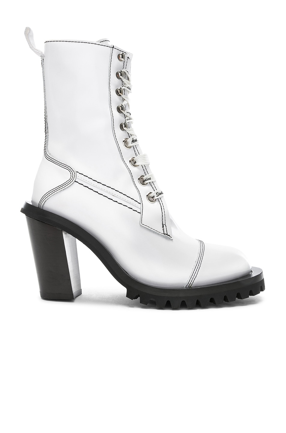 Image 1 of Acne Studios Leather Lace Up Boots in White