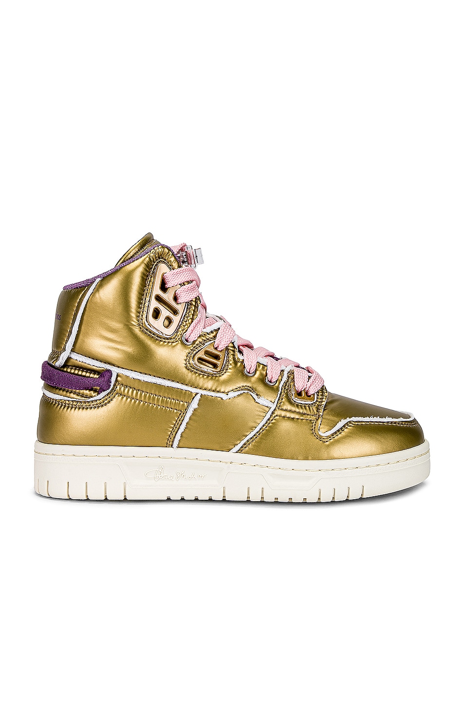 Image 1 of Acne Studios High Top Sneaker in Gold & Purple