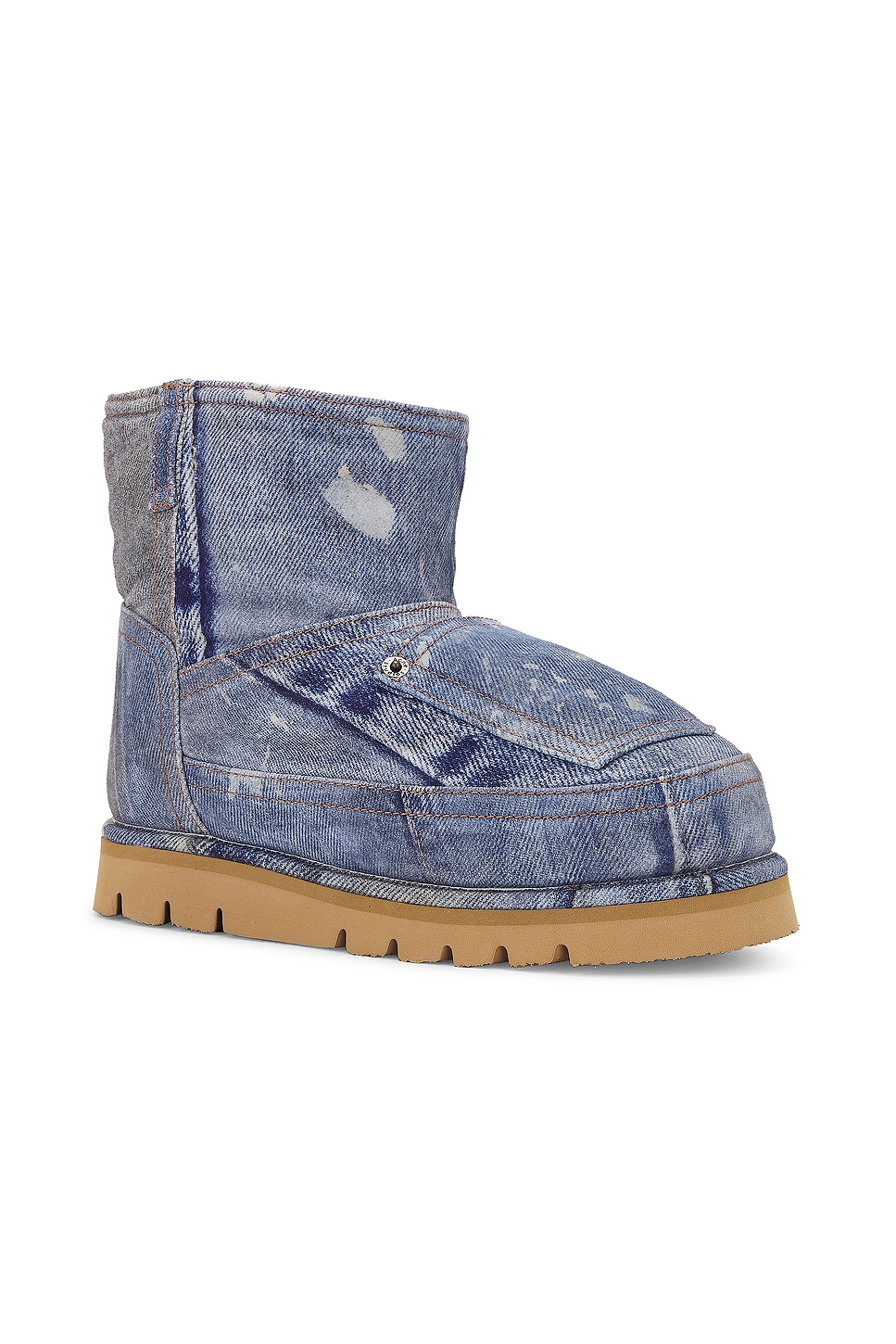 Shop Acne Studios Batter Low Denim Print Boot In Multi Blue