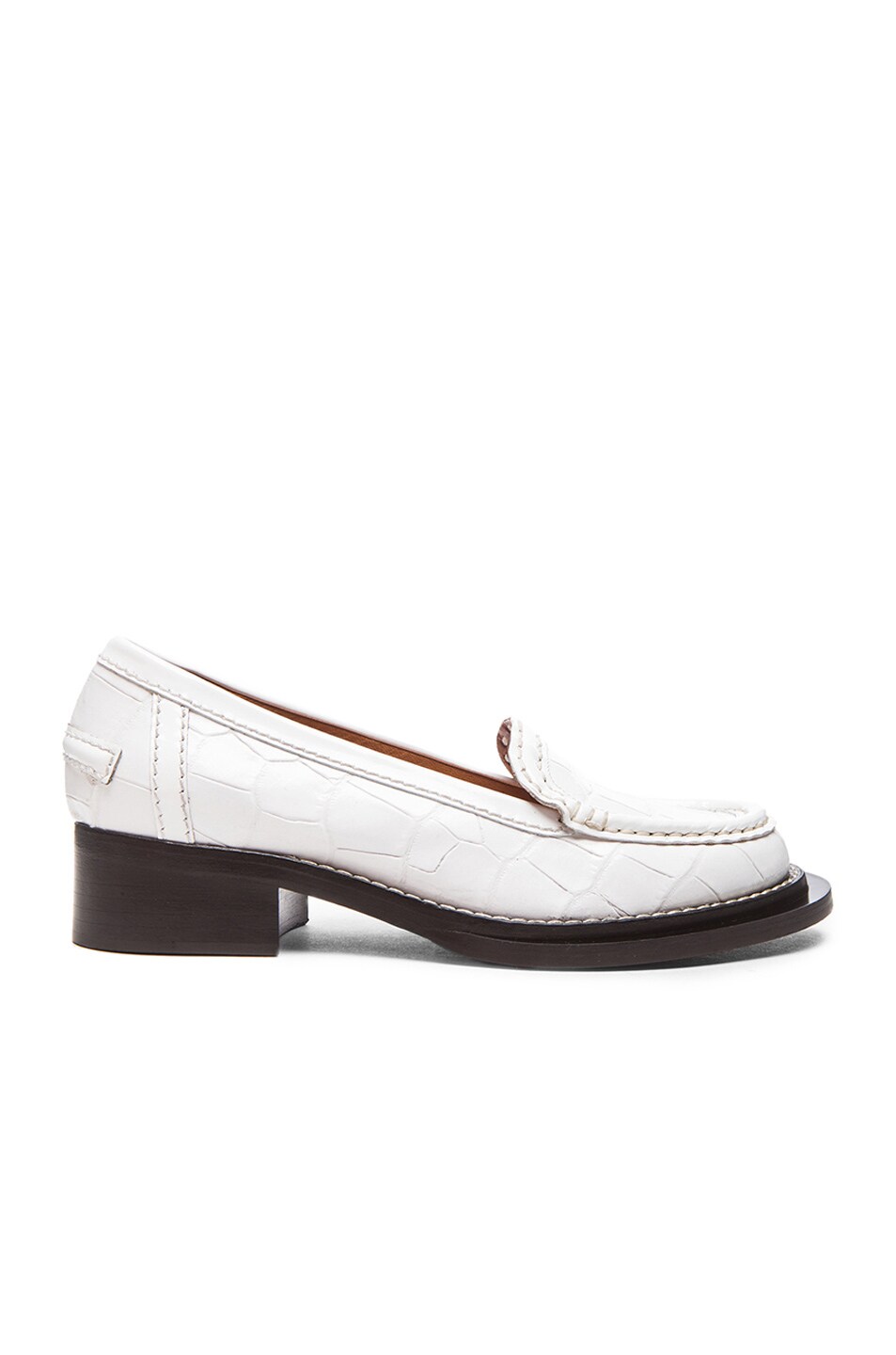 Image 1 of Acne Studios Penny Croc Leather Loafers in White