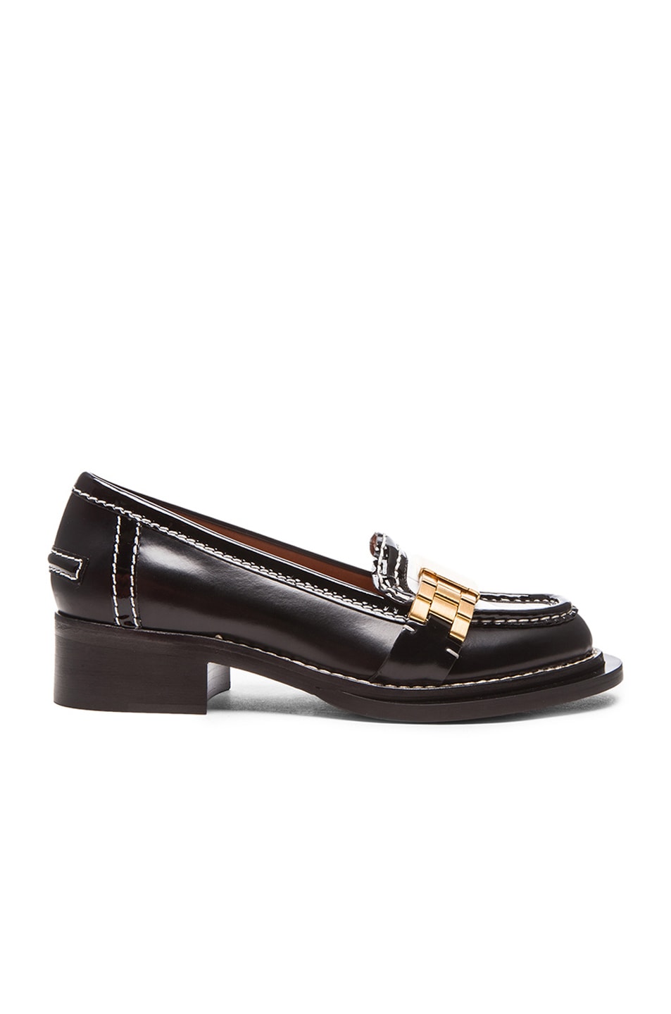 Image 1 of Acne Studios Penny Watch Strap Leather Loafers in Black & White
