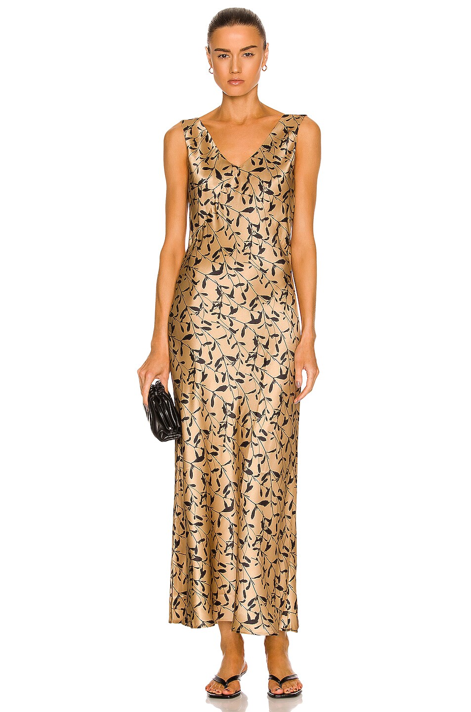 Image 1 of ASCENO The Bordeaux Long Dress in Sand Leaf