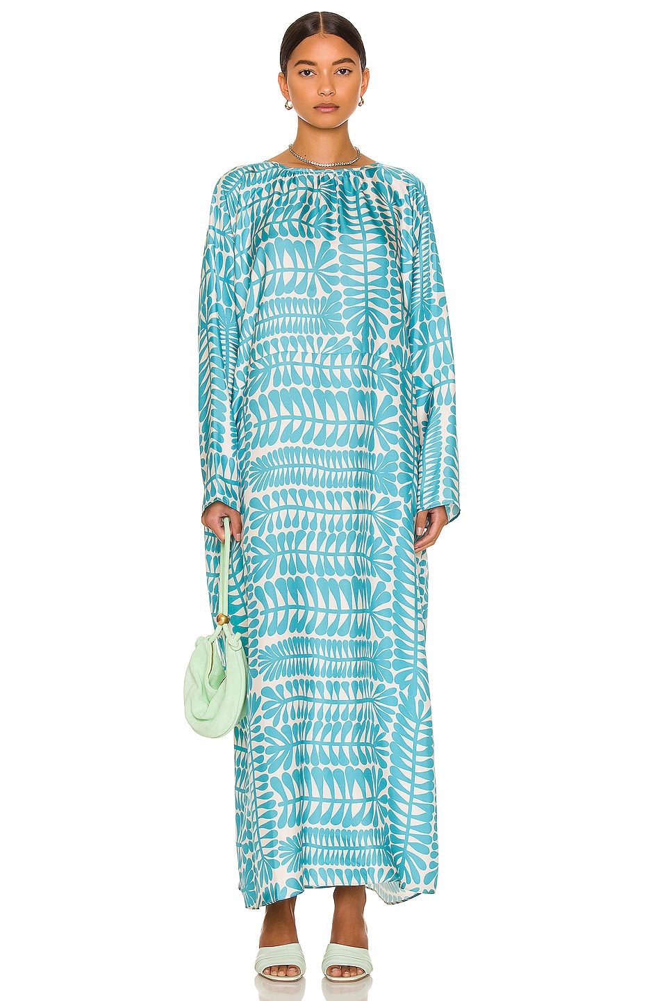 Image 1 of ASCENO The Rhodes Dress in Palm Blue