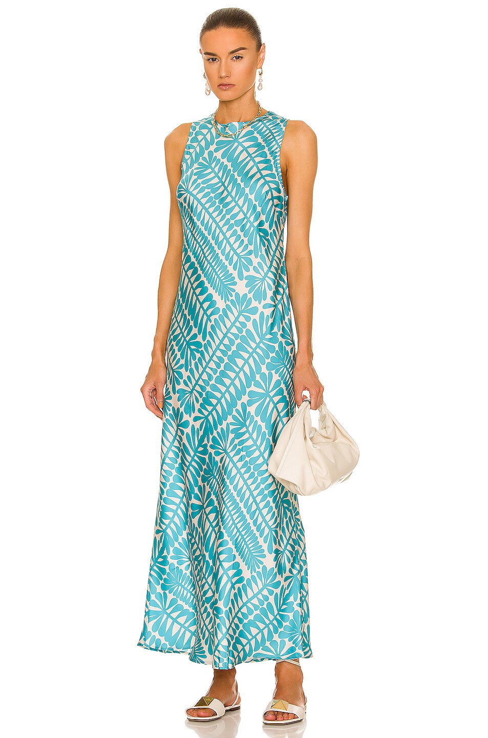 Image 1 of ASCENO The Valencia Dress in Palm Blue