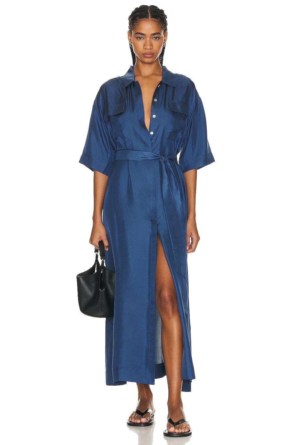 Image 1 of ASCENO Amina Dress in Steel Blue