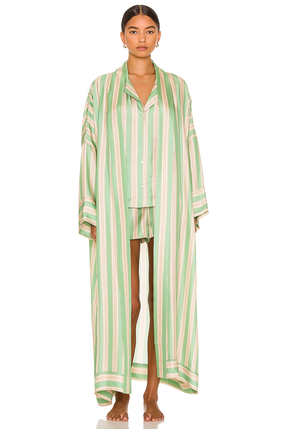 Image 1 of ASCENO The Athens Robe in Creme De Menthe