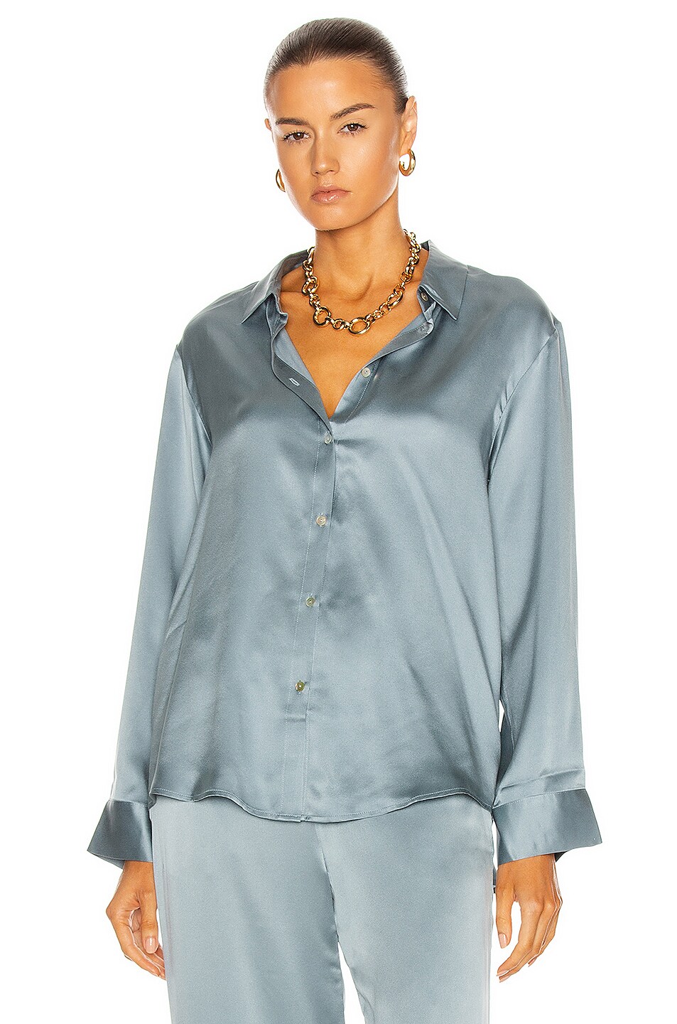 Image 1 of ASCENO The London PJ Top in Dust Blue