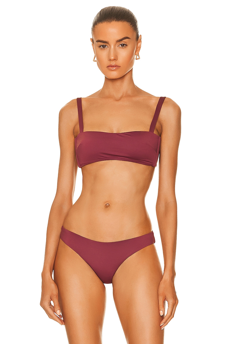Image 1 of ASCENO The Portofino Bikini Top in Burgundy