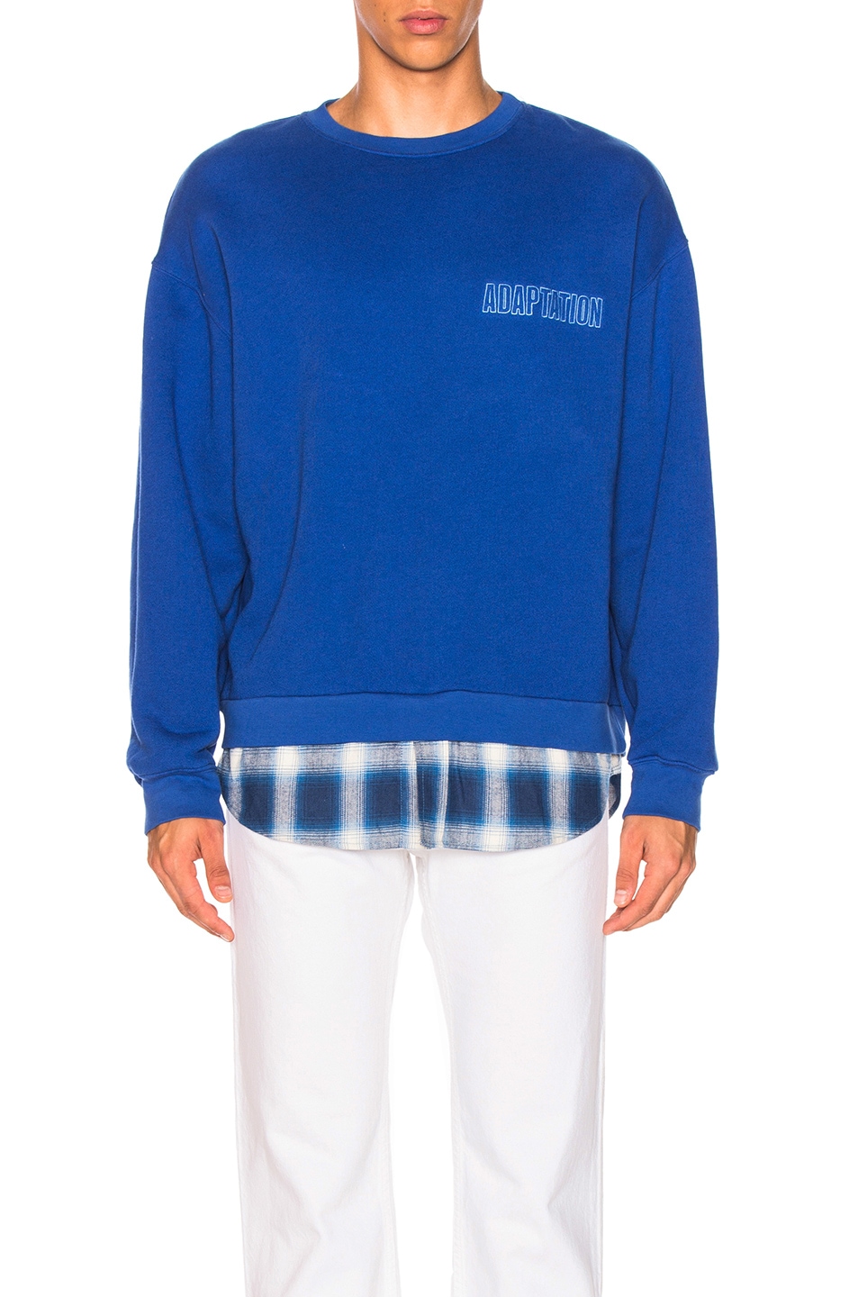 Image 1 of Adaptation Crewneck With Shirt Tail in Blue Chrome
